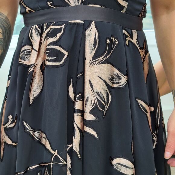 HALSTON black/gold high/ low chiffon evening gown Final Discount - Picture 8 of 15